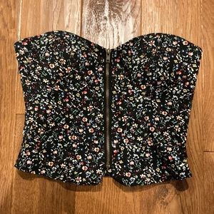 Floral zip up corset top